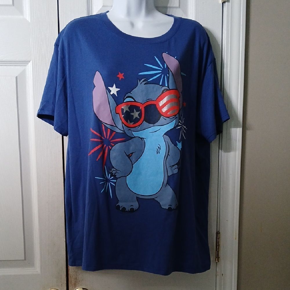 Disney Stitch July 4th Patriotic fireworks short sleeve tshirt Sz XL NWOT